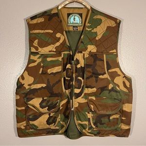 Master Sportsman Shooting Quilted Front Shoulders Camo Hunting Vest Zip Size XL